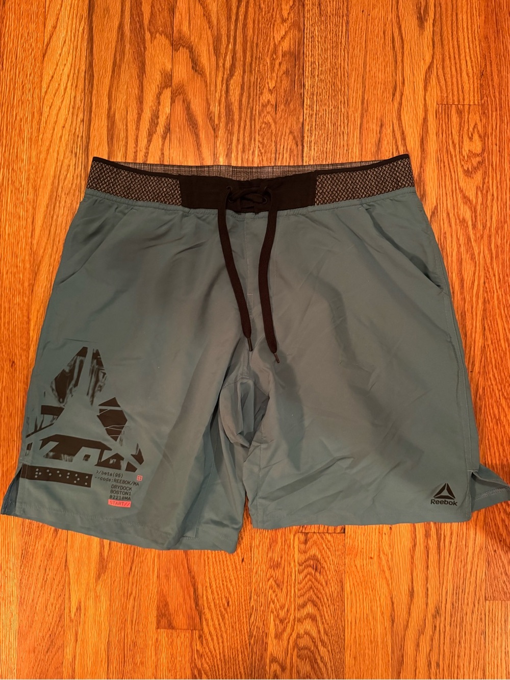 Reebok Blue-Teal Performance Shorts with Black Waistband